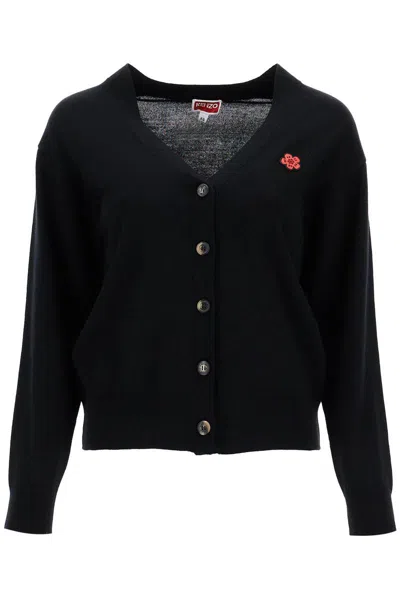 Shop Kenzo Lightweight Wool Cardigan In Black