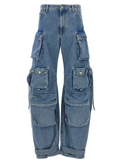 Attico Fern Low-rise Wide-leg Cargo Jeans