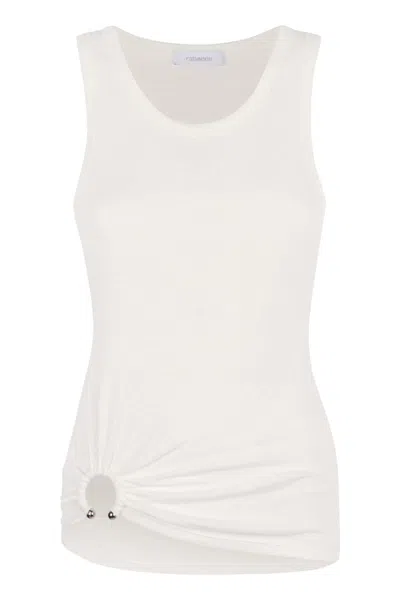 Rabanne Ring-detail Cotton-blend Jersey Tank Top In White