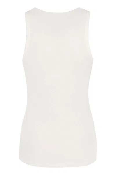 Rabanne Ring-detail Cotton-blend Jersey Tank Top In White