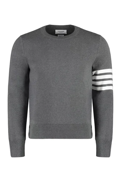 Shop Thom Browne Cotton Crew-neck Sweater In Grey