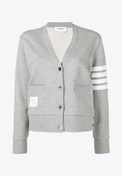 Thom Browne 4-bar Stripes Cardigan In Gray