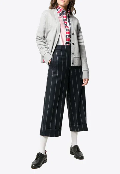 Thom Browne 4-bar Stripes Cardigan In Gray