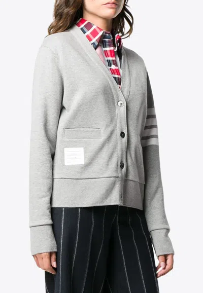 Thom Browne 4-bar Stripes Cardigan In Gray