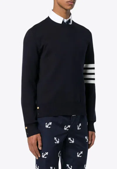 Shop Thom Browne 4-bar Stripes Milano Stitch Sweater In Navy