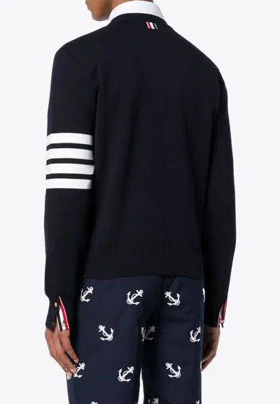 Shop Thom Browne 4-bar Stripes Milano Stitch Sweater In Navy