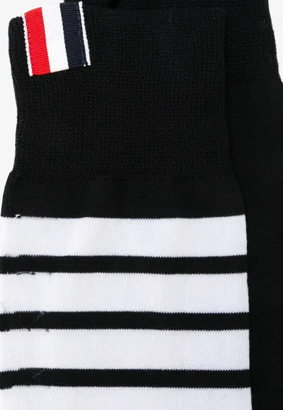 Thom Browne 4-bar Cotton Blend Mid Calf Socks In Navy