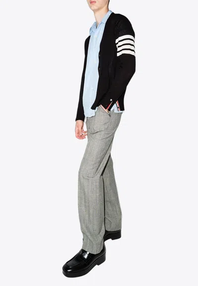 Thom Browne 4-bar Cotton Cardigan For In Navy