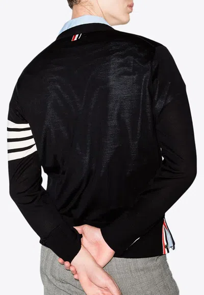 Thom Browne 4-bar Cotton Cardigan For In Navy