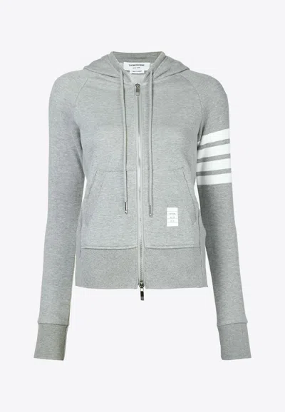 Thom Browne 4-bar Hoodie With Zipper And In Gray
