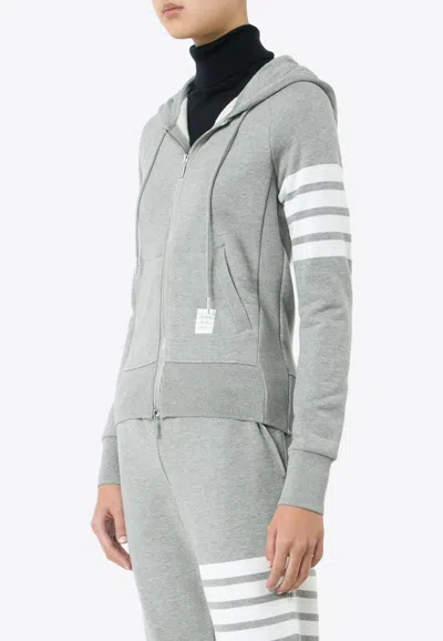 Thom Browne 4-bar Hoodie With Zipper And In Gray