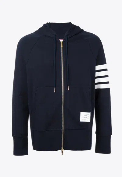 Thom Browne Slim-fit Striped Loopback Cotton-jersey Zip-up Hoodie In Navy