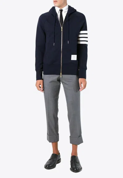 Thom Browne Slim-fit Striped Loopback Cotton-jersey Zip-up Hoodie In Navy