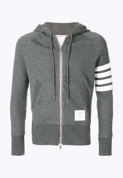 Thom Browne 4-bar Zip-up Hoodie In Classic Loopback In Gray
