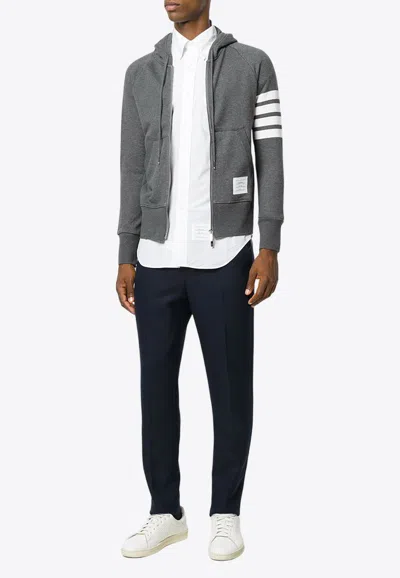 Thom Browne 4-bar Zip-up Hoodie In Classic Loopback In Gray