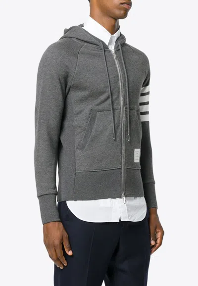 Thom Browne 4-bar Zip-up Hoodie In Classic Loopback In Gray