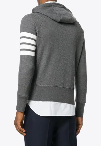Thom Browne 4-bar Zip-up Hoodie In Classic Loopback In Gray