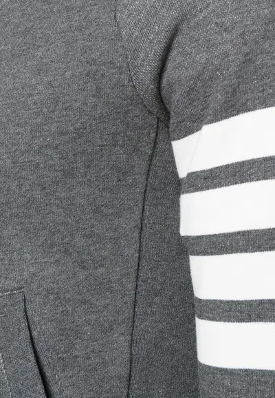Thom Browne 4-bar Zip-up Hoodie In Classic Loopback In Gray