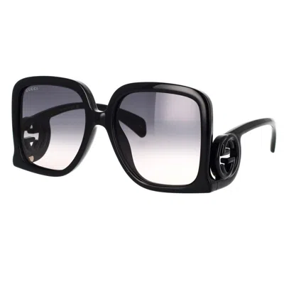 Gucci Interlocking G Oversized Square-frame Sunglasses In Black