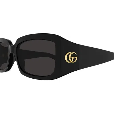 Gucci Gg Corner Rectangular Sunglasses In Black
