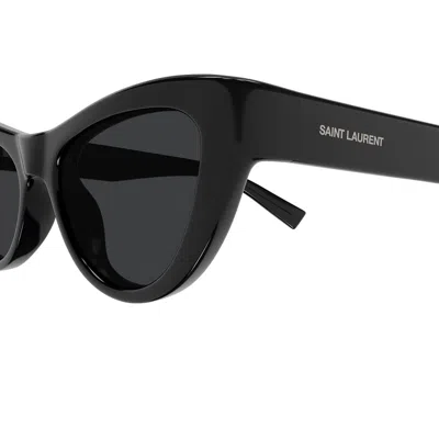 Saint Laurent Sl 676 Linea New Wave 001 Black Sunglasses In Black