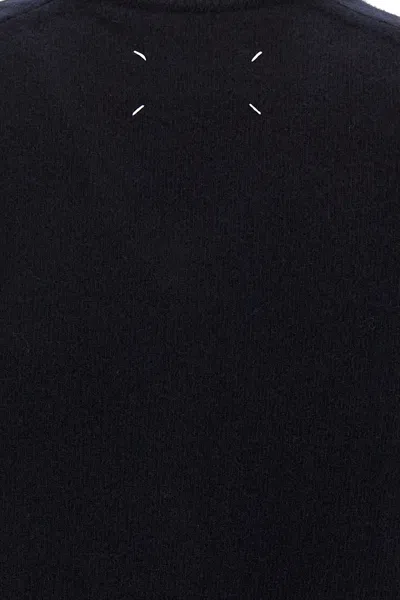 Maison Margiela Classic Crew Neck Sweater With Suede Elbow Patches In Black