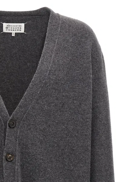 Maison Margiela Wool Cardigan With Four-stitched Logo In Gray