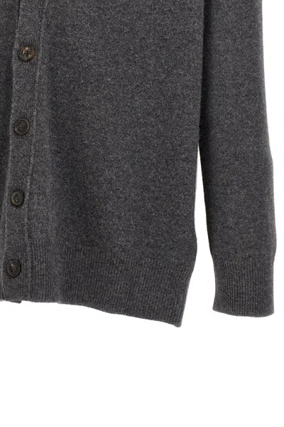 Maison Margiela Wool Cardigan With Four-stitched Logo In Gray