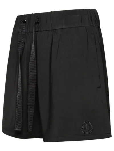 Moncler Logo Patch Drawstring Shorts In Black