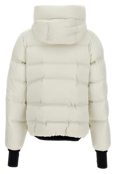Moncler 'swiss' Quilted Down Jacket With Hood And Ribbed Cuffs In Multicolor