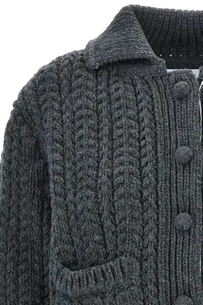 Shop Thom Browne Women 'chunky Links' Cardigan In Gray