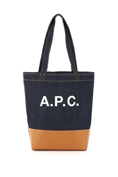 Shop Apc Axel Small Denim Tote Bag In Blue