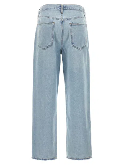 Agolde Blue Jeans With Wide Leg And Logo Patch On The Rear In Blue
