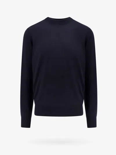 Hugo Boss Eco -sustainable Wool Sweater With Embroidered Logo Boss Botto -l In Blue
