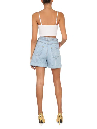 Shop Balmain Short In Denim Di Cotone In Blue