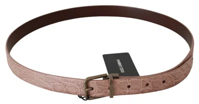 Dolce & Gabbana Beige Exotic Skin Gold Buckle Leather Belt In Beige
