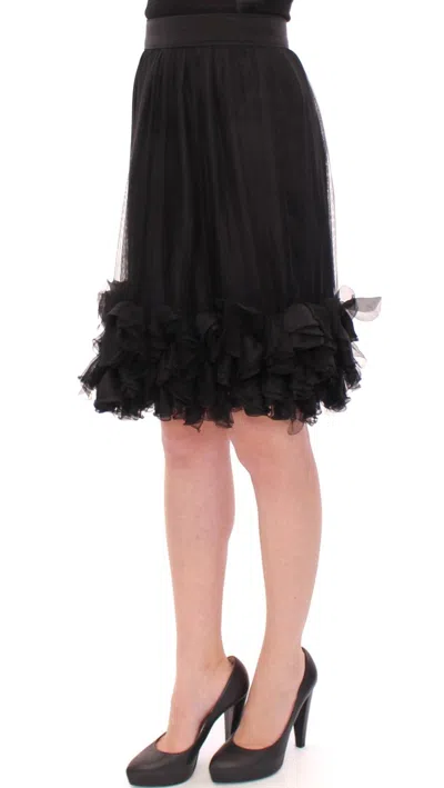 Dolce & Gabbana Black Silk Transparent Above Knees Skirt In Black