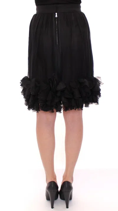 Dolce & Gabbana Black Silk Transparent Above Knees Skirt In Black