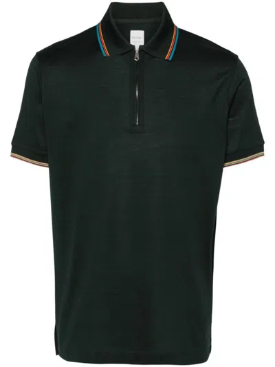 Shop Paul Smith Signature Stripe Cotton Polo Shirt In Green