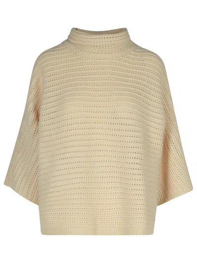 Puro Tatto Ivory Cashmere Cape In Beige