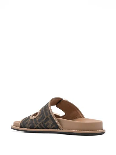 Fendi Logo-detailed Canvas And Leather Sandals