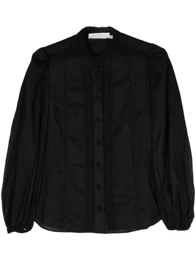 Zimmermann Halliday Lace Trim Shirt In Black