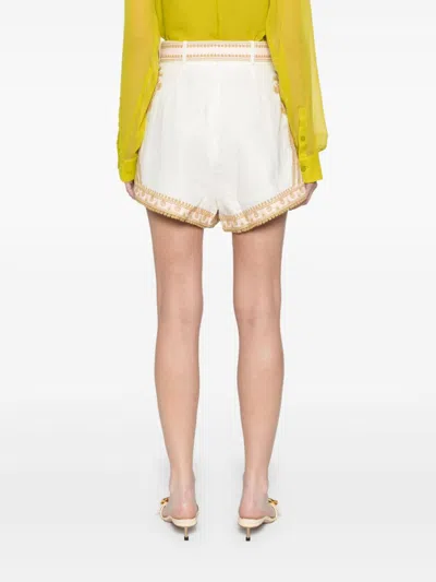 Zimmermann Waverly Linen Embroidered Tuck Shorts