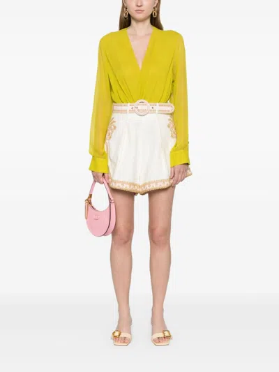 Zimmermann Waverly Linen Embroidered Tuck Shorts