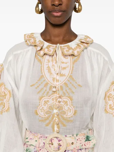 Shop Zimmermann Embroidered Ramie Blouse