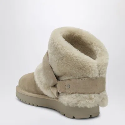 Burberry Suede Shearling Snow Boots With Buckle Detail In Gray