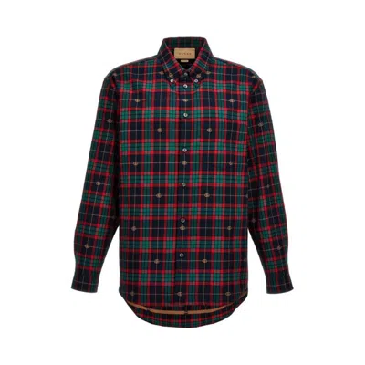 Gucci Plaid Pattern Shirt With Chest Pocket Detail In Multicolor