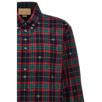 Gucci Plaid Pattern Shirt With Chest Pocket Detail In Multicolor