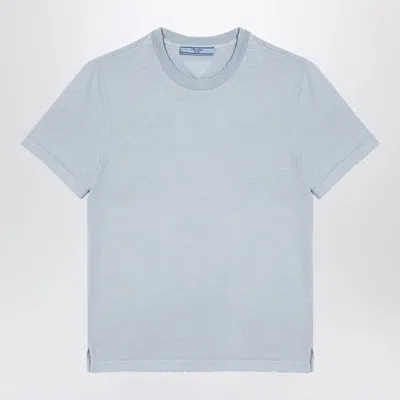 Shop Prada Light Blue Cotton T-shirt With Wear Women