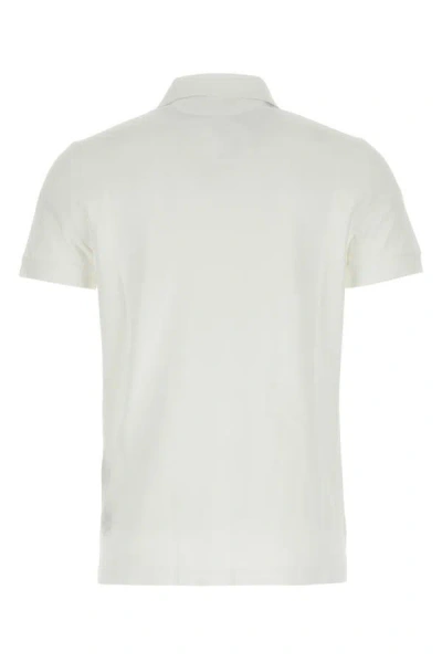 Tom Ford White Polo Shirt With Classic Collar In Cotton Blend Man In Blue